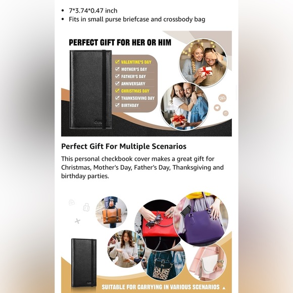 NEW still in wrapper CASMONAL Premium Leather Duplicate Checkbook cover, black - Picture 5 of 8